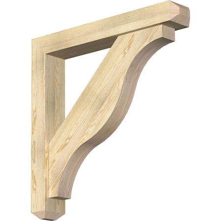 Ekena Millwork Funston Craftsman Rough Sawn Bracket w/ Offset Brace, Douglas Fir, 6"W x 38"D x 38"H BKT0604X38X38FST04RDF